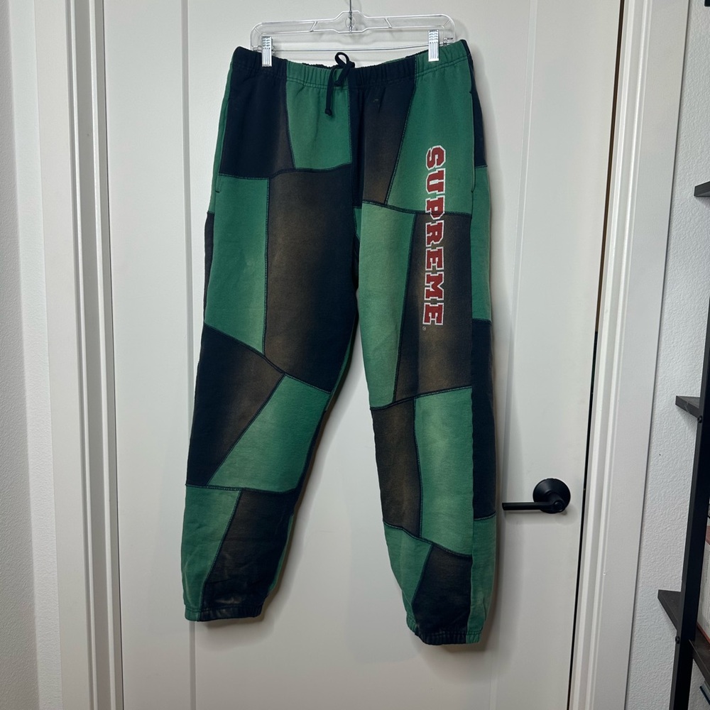 Supreme Green And Black Patchwork Sweatpants | La… - image 1